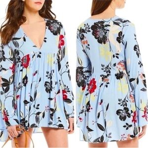 Free People Bella Floral Print Tunic - Blue Size S